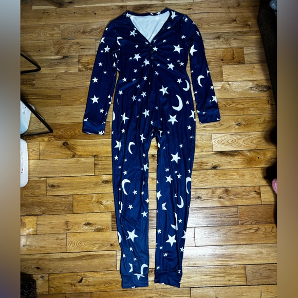 Other - Blue Star and Moon Print Pajama Onesie with Butt Flap